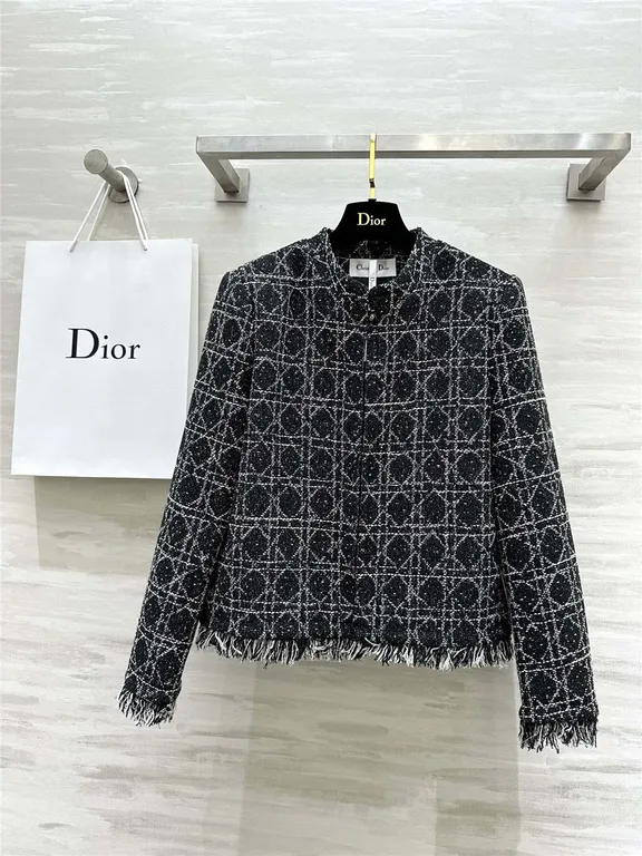 Dior quilted wool fringed coat